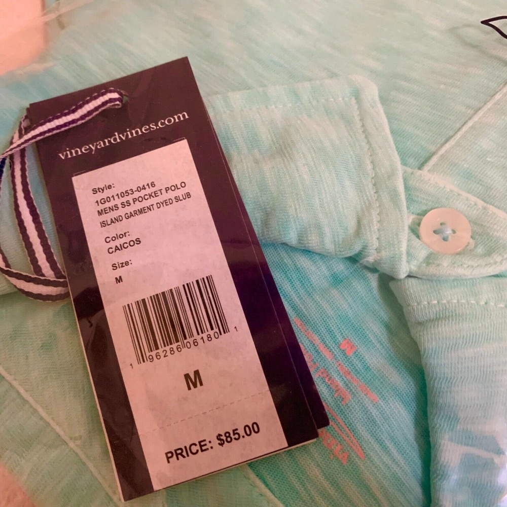Brand New VINEYARD VINES Men's ISLAND Dyed Slub SS COTTON Pocket Polo CAICOS Med - Picture 14 of 16